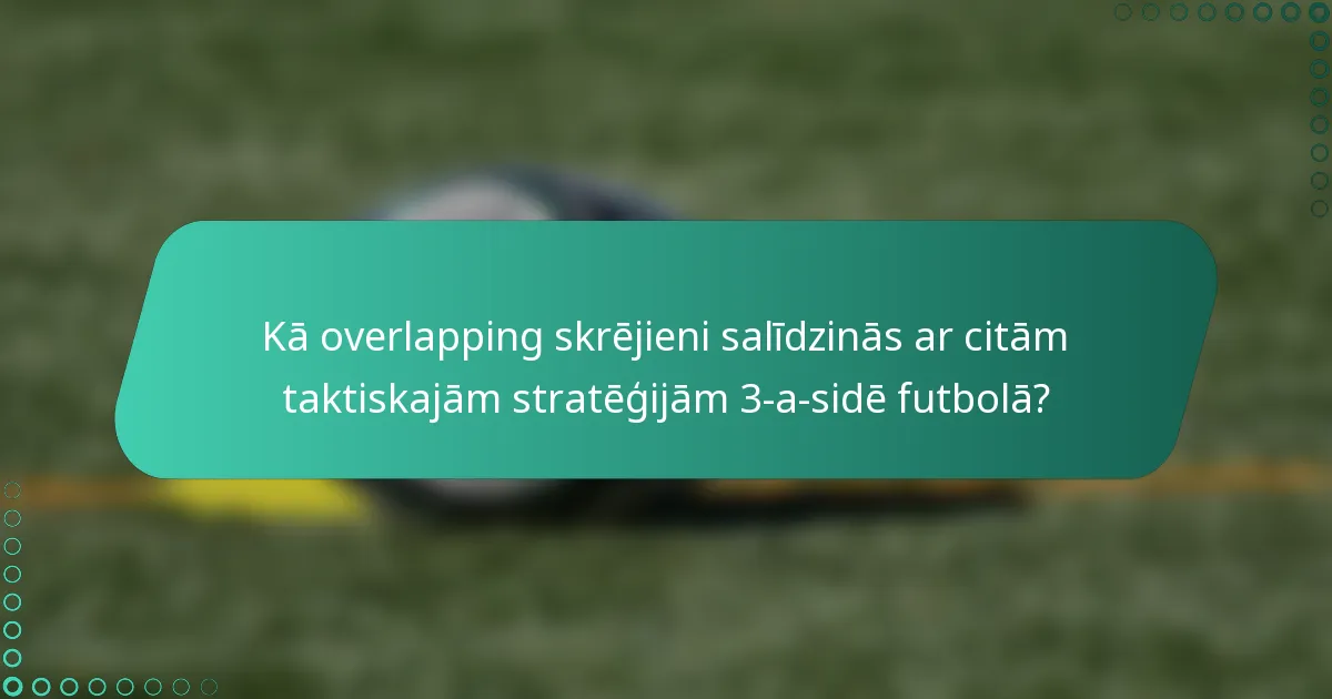 Kā overlapping skrējieni salīdzinās ar citām taktiskajām stratēģijām 3-a-sidē futbolā?