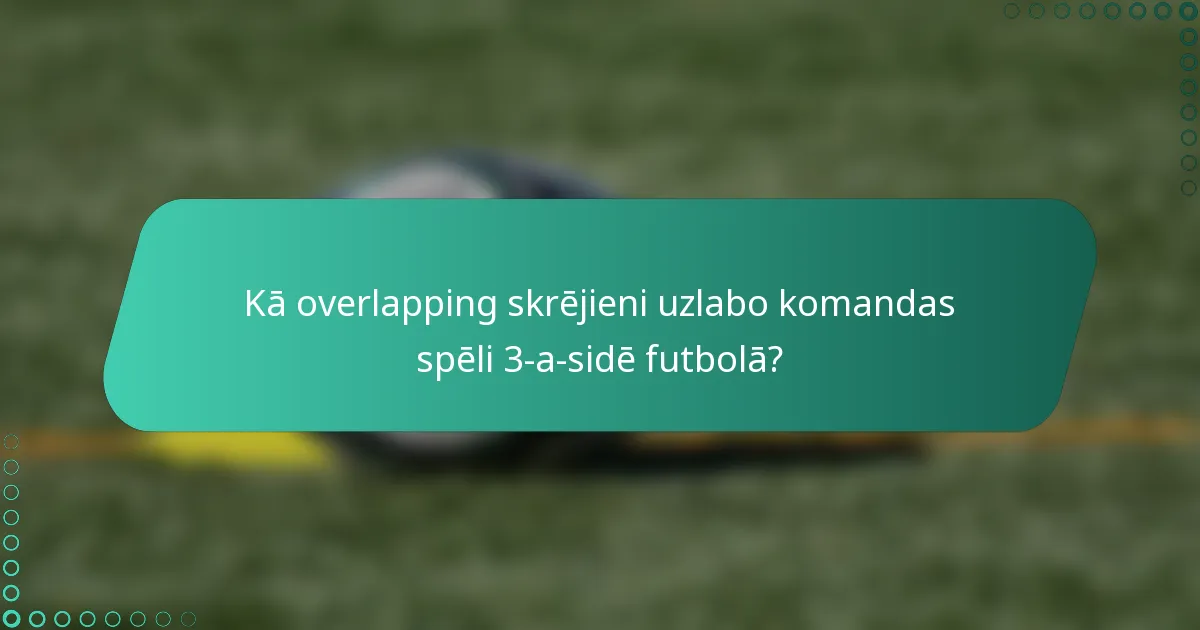Kā overlapping skrējieni uzlabo komandas spēli 3-a-sidē futbolā?