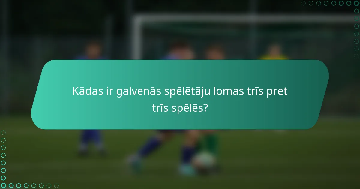 Kādas ir galvenās spēlētāju lomas trīs pret trīs spēlēs?