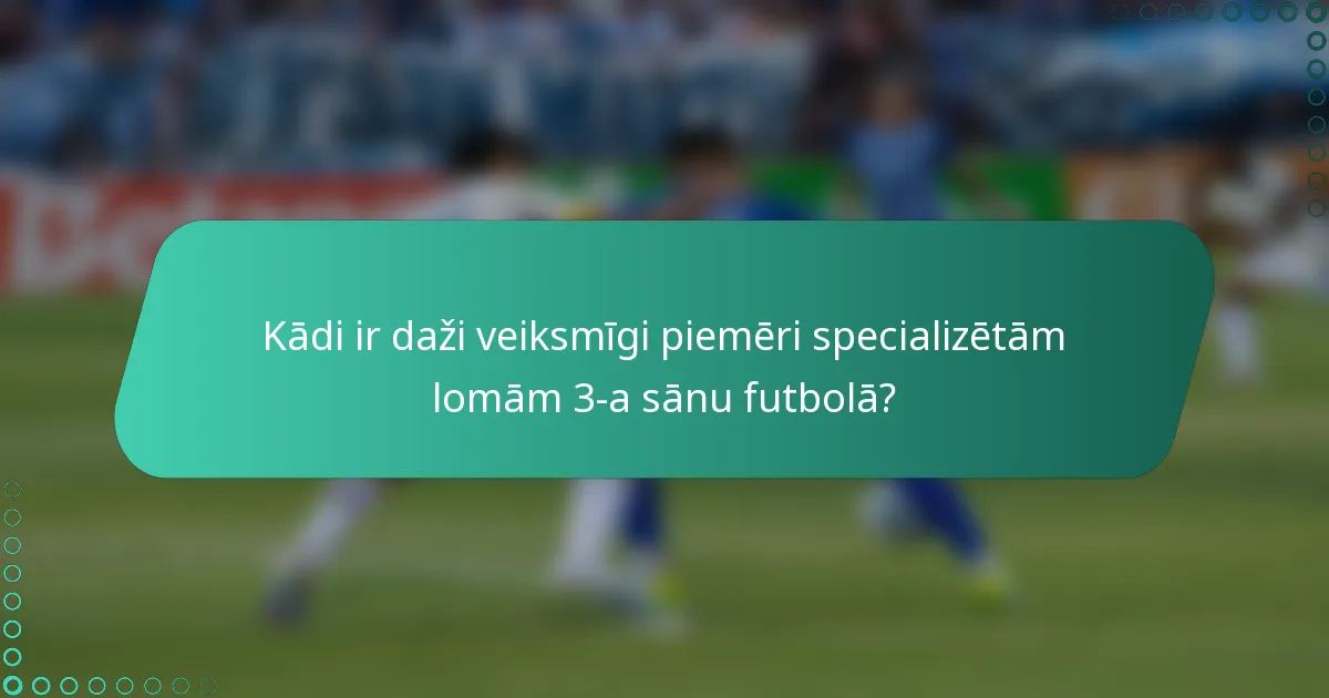 Kādi ir daži veiksmīgi piemēri specializētām lomām 3-a sānu futbolā?