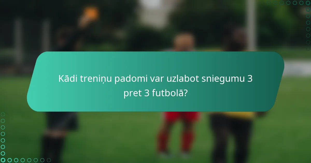 Kādi treniņu padomi var uzlabot sniegumu 3 pret 3 futbolā?